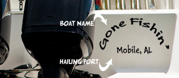 Here is a boat name and hailport decal